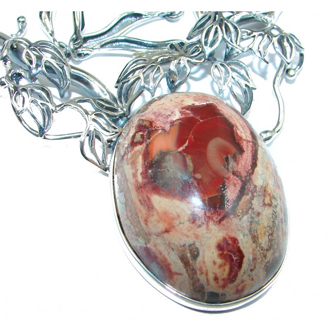 Large Master Piece genuine 140 ct Mexican Opal .925 Sterling Silver brilliantly handcrafted necklace