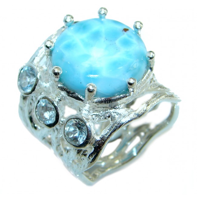 Ocean Treasure Blue Larimar .925 Sterling Silver handmade ring s. 8