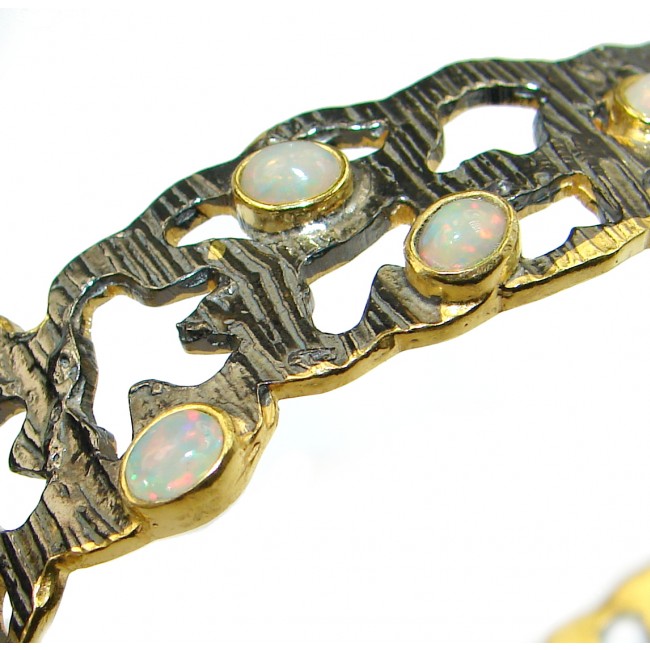 Sublime Ethiopian Opal 14K Gold Rhodium plated over .925 Sterling Silver Bracelet / Cuff