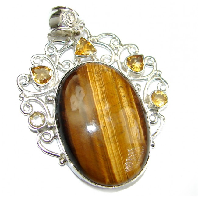 Incredible quality Silky Golden Tigers Eye .925 Sterling Silver handmade Pendant