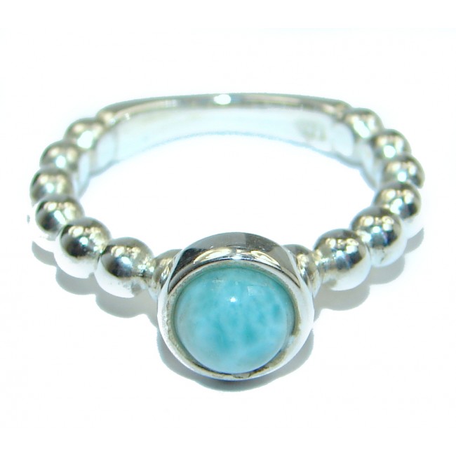 Natural Larimar .925 Sterling Silver handcrafted Ring s. 5 3/4