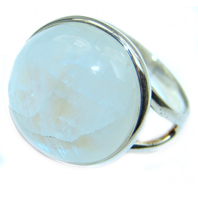 Fire Moonstone oxidized .925 Sterling Silver handcrafted ring size 7 3/4