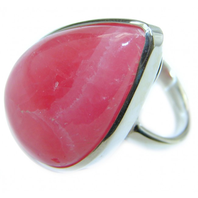 Top Quality Rhodochrosite .925 Sterling Silver handmade ring size 7 adjustable
