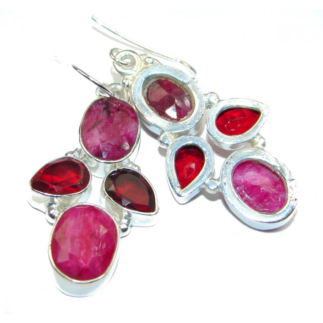 Unique Ruby .925 Sterling Silver handmade earrings