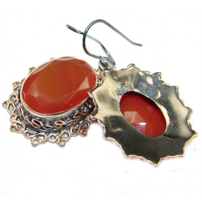 Sublime Vintage Design Orange Carnelian .925 Sterling Silver handmade earrings