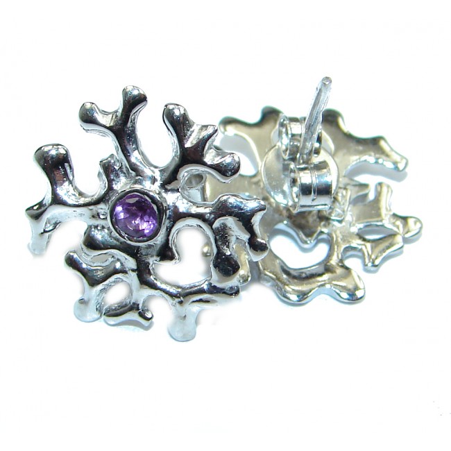 Floral Design Amethyst .925 Sterling Silver stud earrings