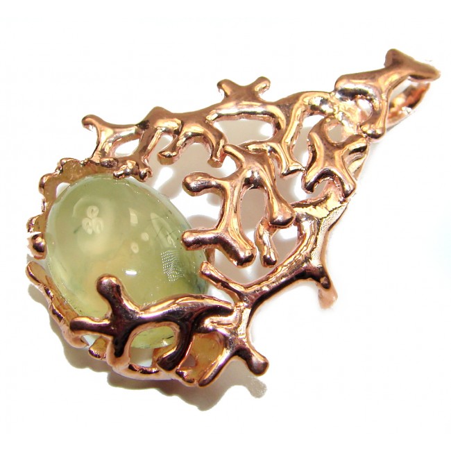 Ocean Reef Prehnite 14K Gold over .925 Sterling Silver handmade pendant