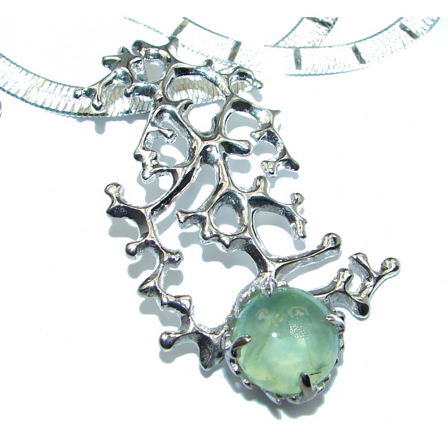 Fine Art Genuine Prehnite .925 Sterling Silver handmade necklace