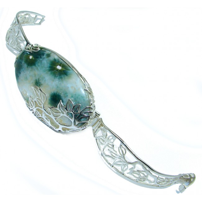 Authentic Ocean Jasper .925 Sterling Silver handcrafted Bracelet / Cuff