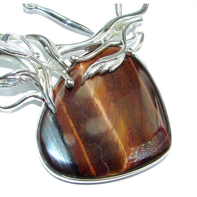 Europian Design AAA Tigers Eye .925 Sterling Silver handcrafted necklace