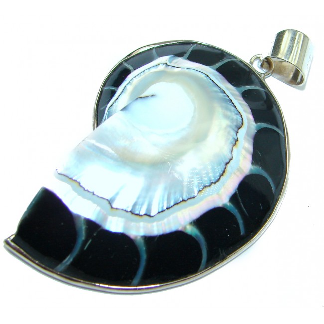 Fossilized Shell .925 Sterling Silver handmade pendant