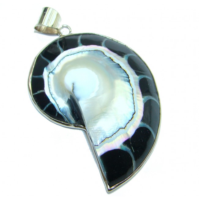 Fossilized Shell .925 Sterling Silver handmade pendant