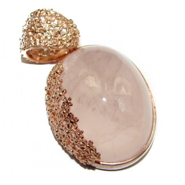 Timeless Beauty Rose Quartz 83ct Rose Gold over .925 Sterling Silver handcrafted Pendant