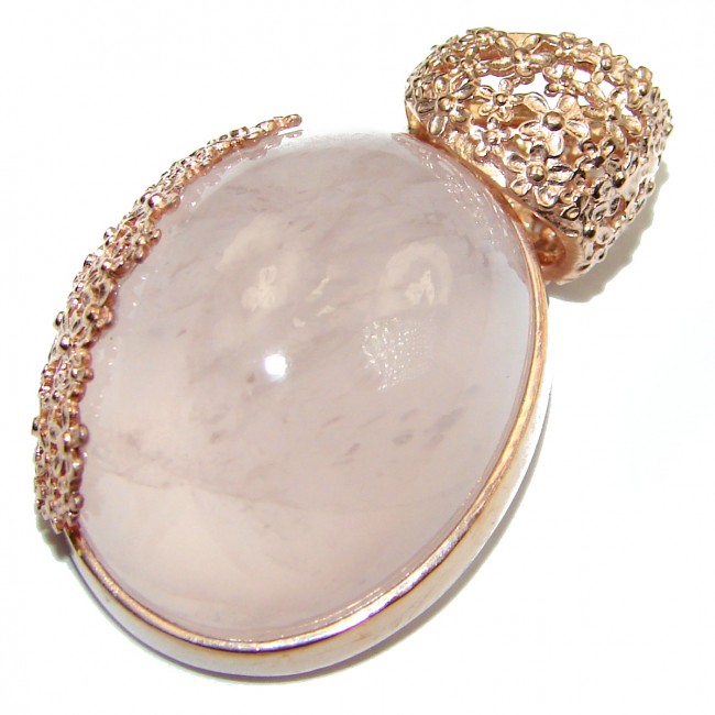 Timeless Beauty Rose Quartz 83ct Rose Gold over .925 Sterling Silver handcrafted Pendant