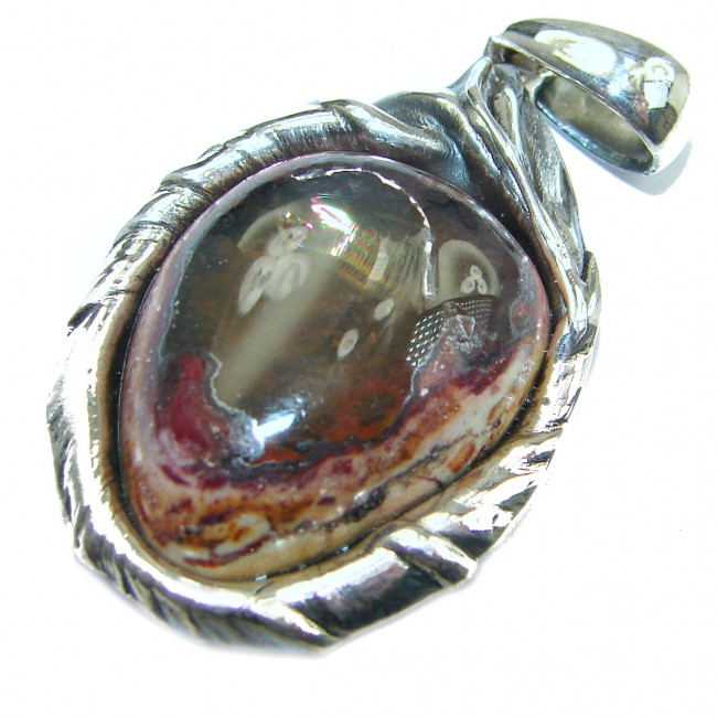 Vintage Design Mexican Fire Opal .925 Sterling Silver handmade Pendant