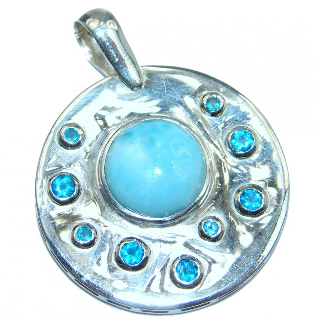 Blue Galaxy genuine Larimar .925 Sterling Silver handmade pendant