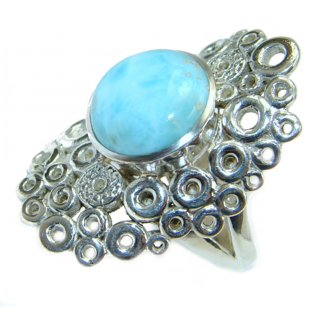 Treasure Blue Larimar .925 Sterling Silver handmade ring s. 7 ajustable