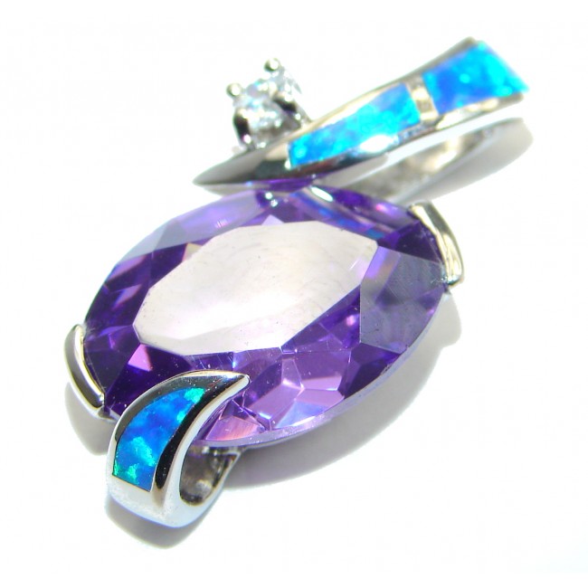 Great Cubic Zirconia Japanese Opal .925 Sterling Silver Pendant