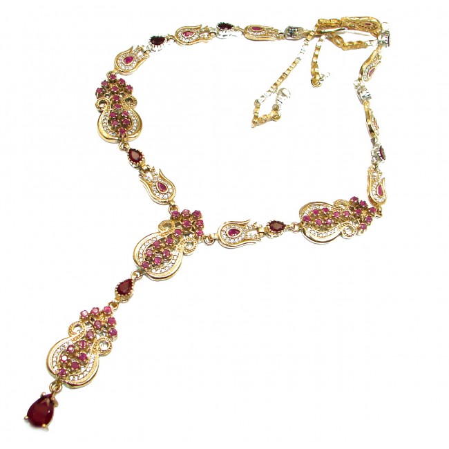 Huge Victorian created Ruby White Topaz & White Topaz .925 Sterling Silver necklace