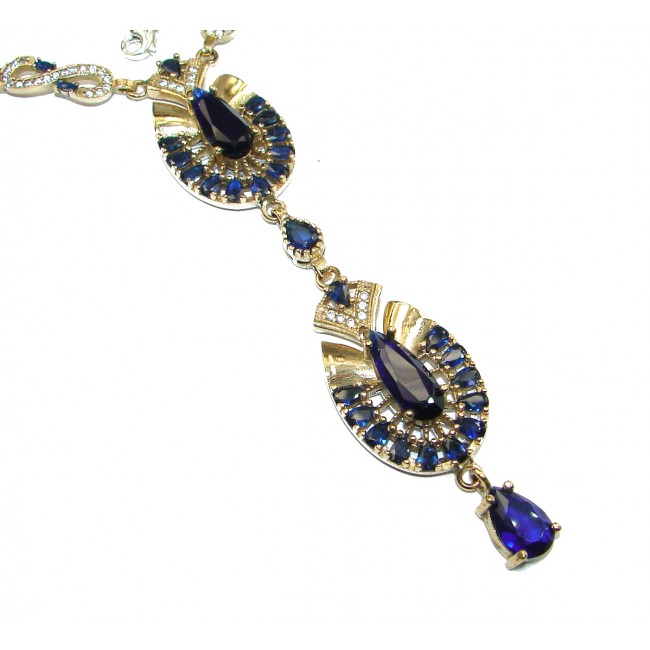 Victorian Style Created Dark Sapphire & White Topaz Sterling Silver necklace