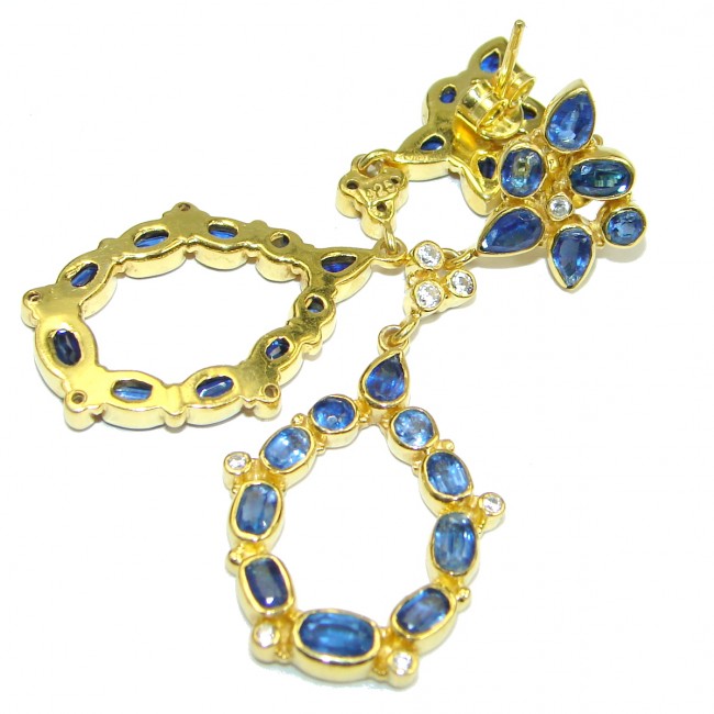 Floral Design Kyanite 14K Gold over .925 Sterling Silver handcrafted earrings