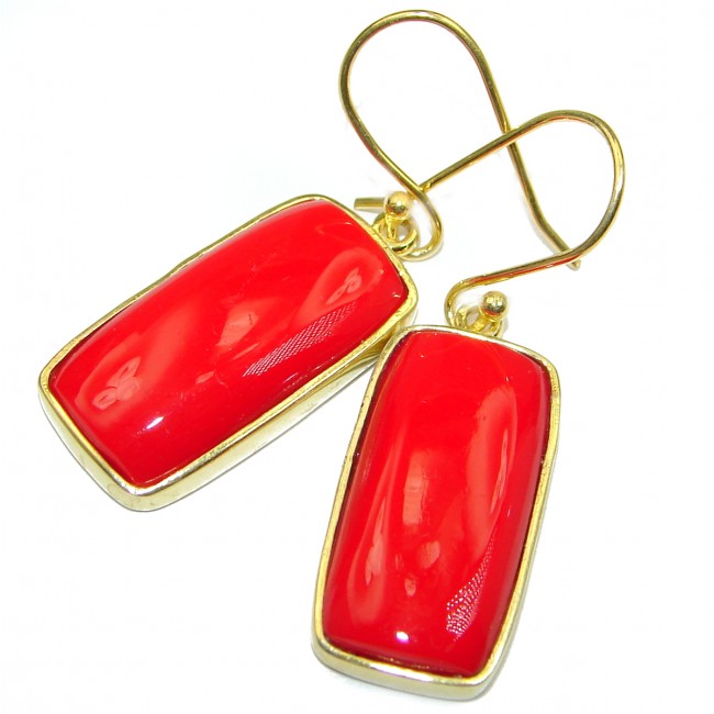 Genuine Fossilized Coral 18K Gold Rhodium over .925 Sterling Silver earrings