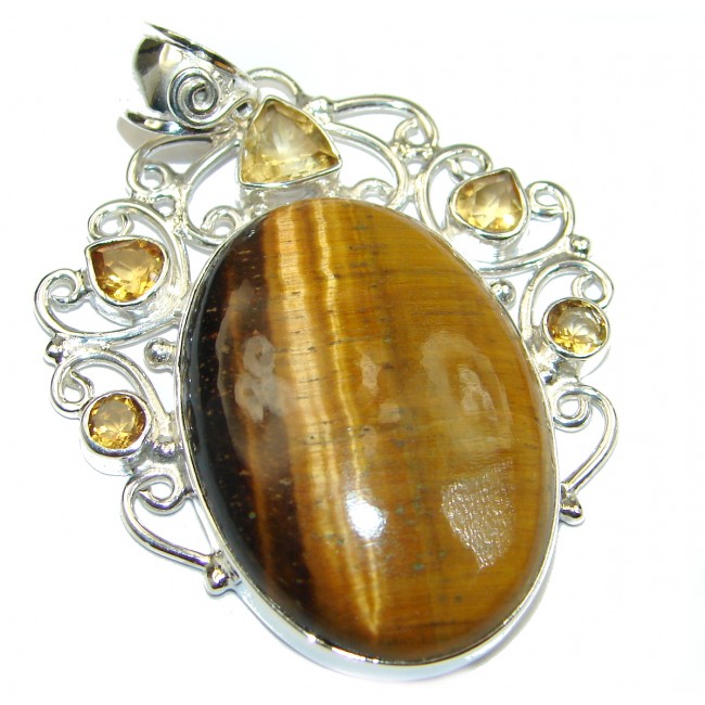 Incredible quality Iron Golden Tigers Eye .925 Sterling Silver handmade Pendant
