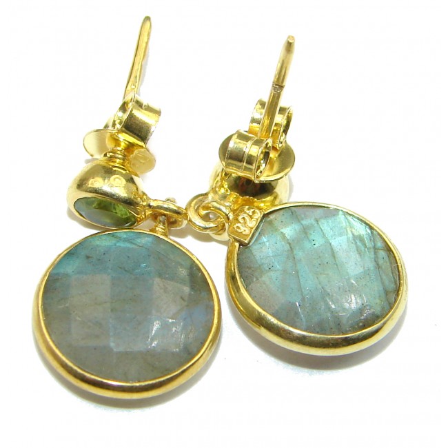 Perfect Labradorite Gold over .925 Sterling Silver handmade earrings