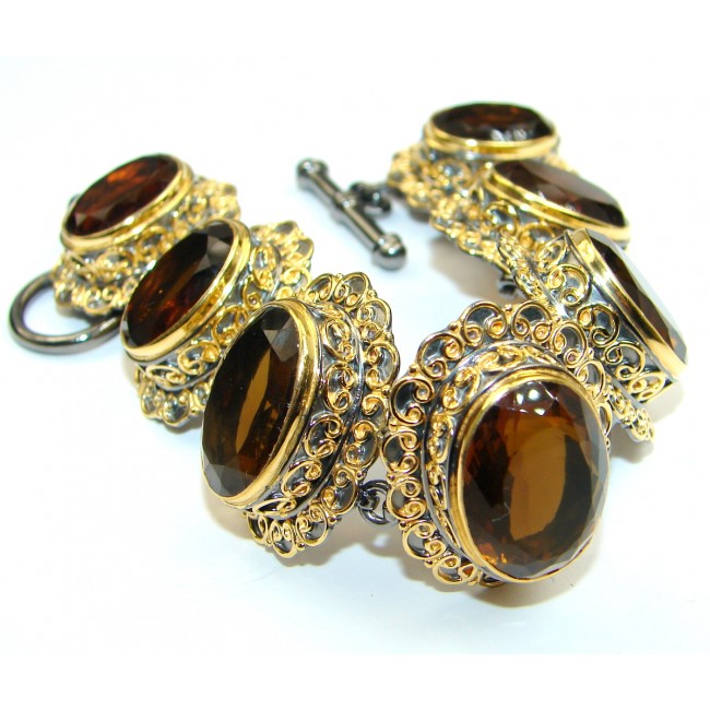 Carmen Smoky Topaz 14K Gold over .925 Sterling Silver handcrafted Bracelet