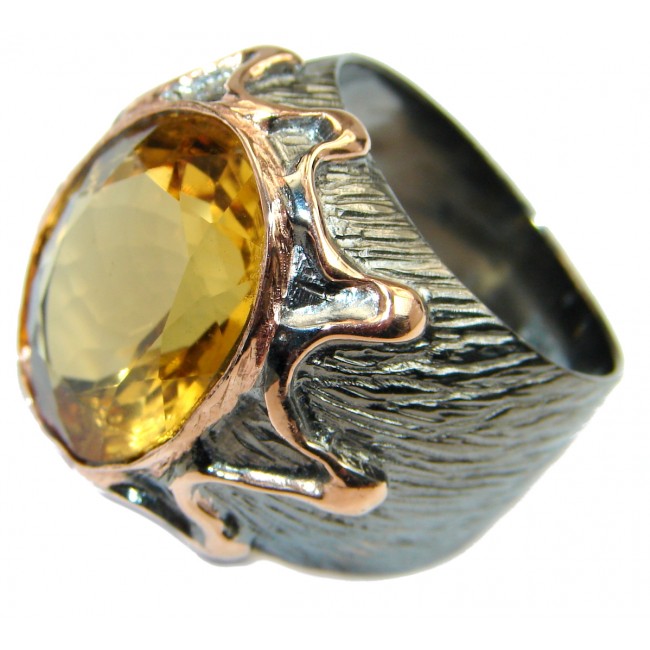 Natural 25 ct. Citrine 14K Gold over .925 Sterling Silver handcrafted Ring s. 8