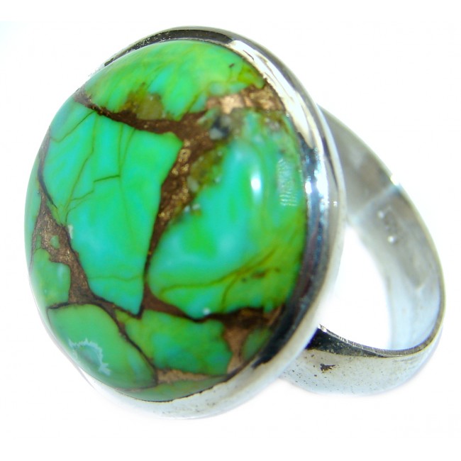 Huge Copper Turquoise .925 Sterling Silver ring; s. 12