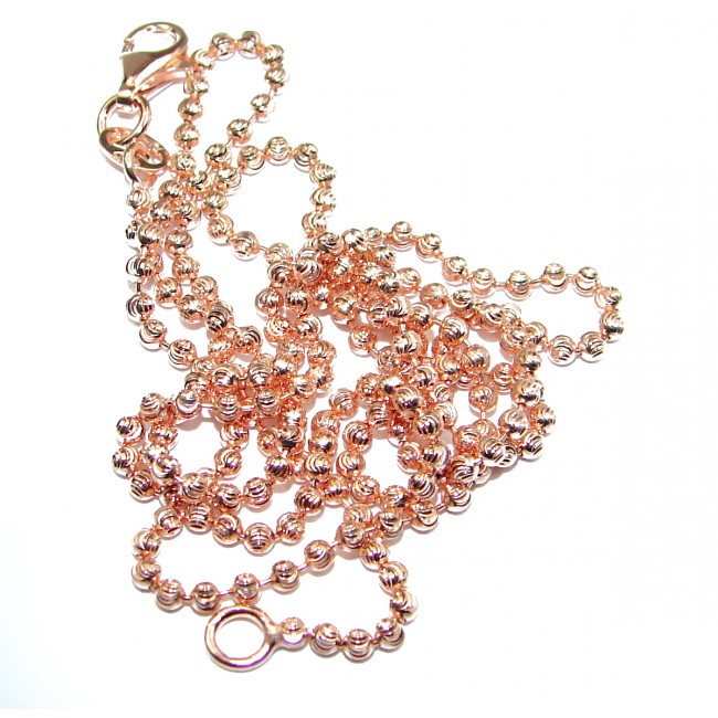 Golden Beads Rose Gold over Sterling Silver Chain 22'' long, 1.5 mm wide