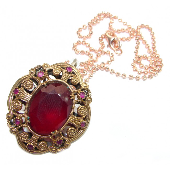 Vintage Style created Ruby .925 Sterling Silver handmade necklace