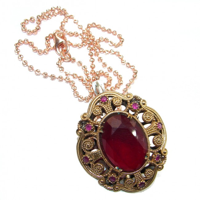 Vintage Style created Ruby .925 Sterling Silver handmade necklace
