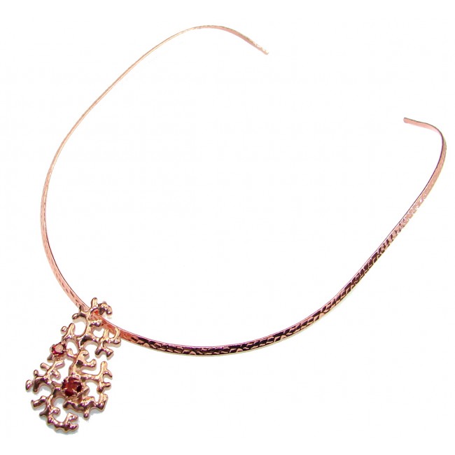 Fine Art Genuine Garnet 14K Rose Gold over .925 Sterling Silver handmade necklace