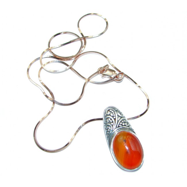 Bold Natural Carnelian .925 Sterling Silver handmade Necklace