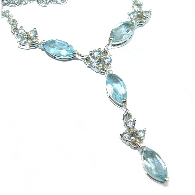 Luxury Larimar Swiss Blue Topaz .925 Sterling Silver handcrafted necklace