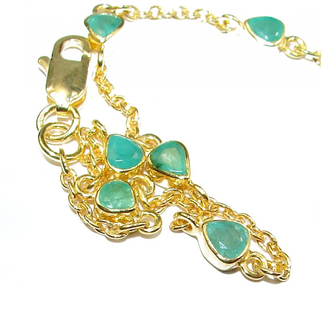 Genuine Emerald 18 ct Gold plated over .925 Sterling Silver handmade Bracelet