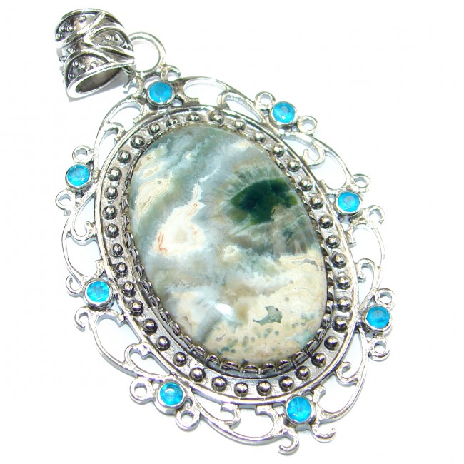 SENSATIONAL Ocean Jasper .925 Sterling Silver handmade pendant