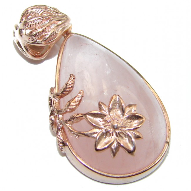 Timeless Beauty Rose Quartz Rose Gold over .925 Sterling Silver handcrafted Pendant