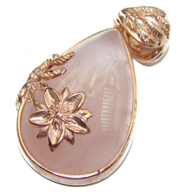 Timeless Beauty Rose Quartz Rose Gold over .925 Sterling Silver handcrafted Pendant