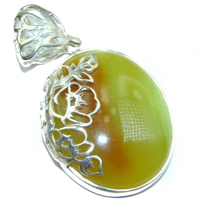 African Green Opal .925 Sterling Silver Pendant