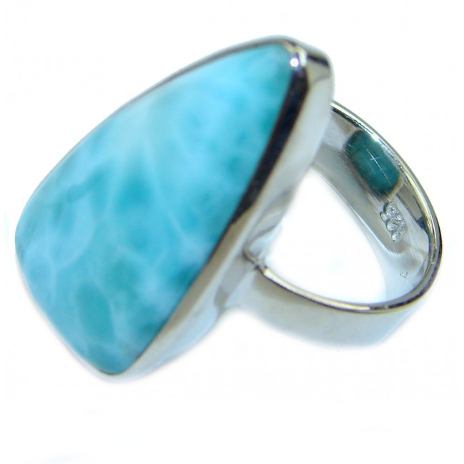 Blue Treasure Larimar .925 Sterling Silver handmade ring s. 6 1/2