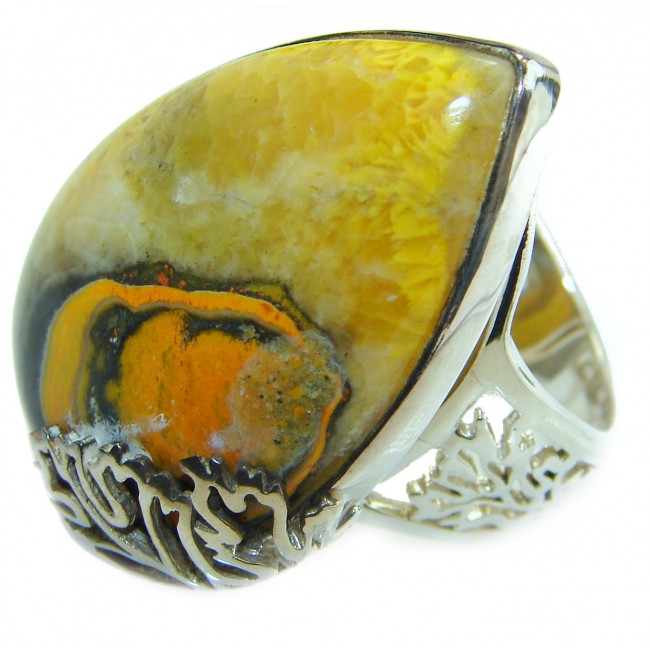 Vivid Beauty Bumble Bee Jasper .925 Sterling Silver ring s. 8 adjustable