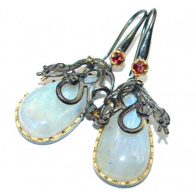 Vintage Design Authentic Moonstone .925 Sterling Silver handmade earrings