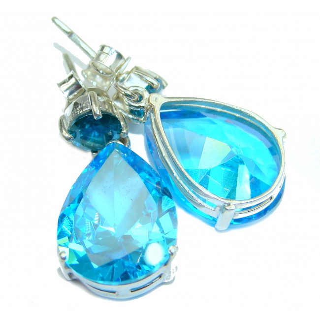 Angel Blue Cubic Zirconia .925 Sterling Silver handcrafted earrings