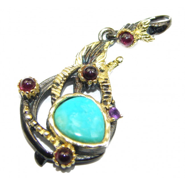 Exquisite Sleeping Beauty Turquoise .925 Sterling Silver handmade Pendant