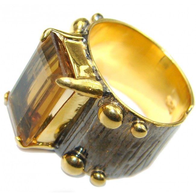 Natural 25 ct. Citrine 14K Gold over .925 Sterling Silver handcrafted Ring s. 7 1/2