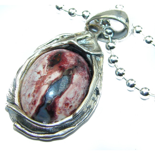 Incredible Mexican Fire Opal .925 Sterling Silver handmade Necklace