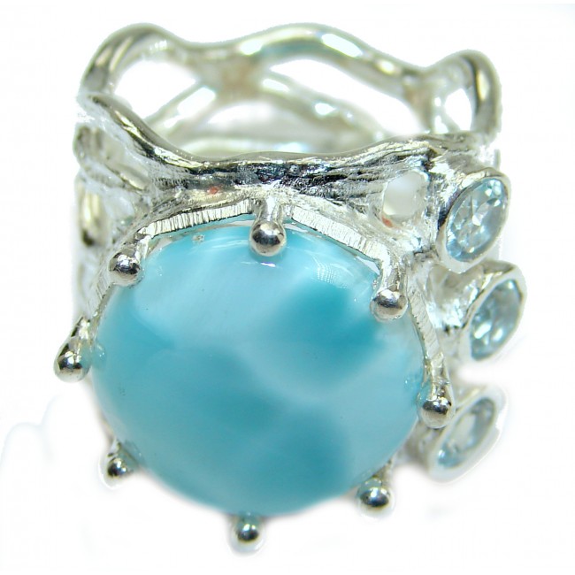 Blue Treasure Larimar .925 Sterling Silver handmade ring s. 6